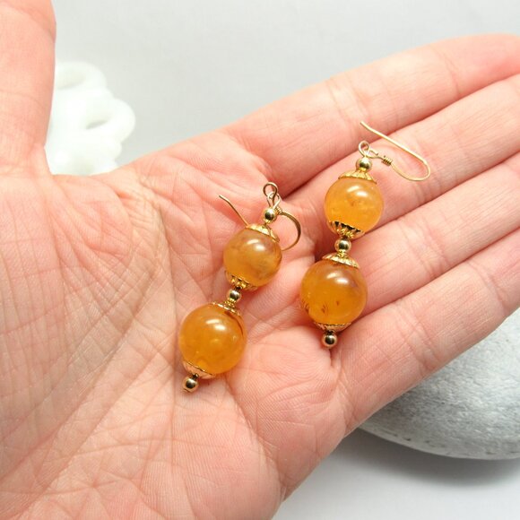 Faux Amber Earrings - Picture 6 of 6